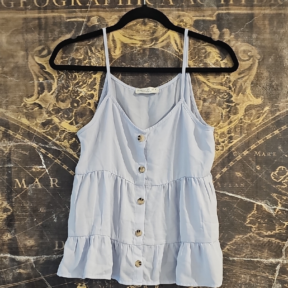 Paper Crane Blue and White Tiered Camisole
